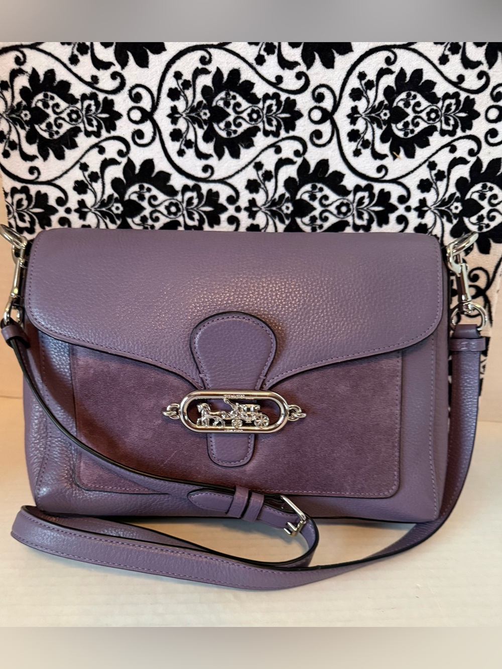 Coach Jade Shoulder Bag Lavender Purple Leather & Suede